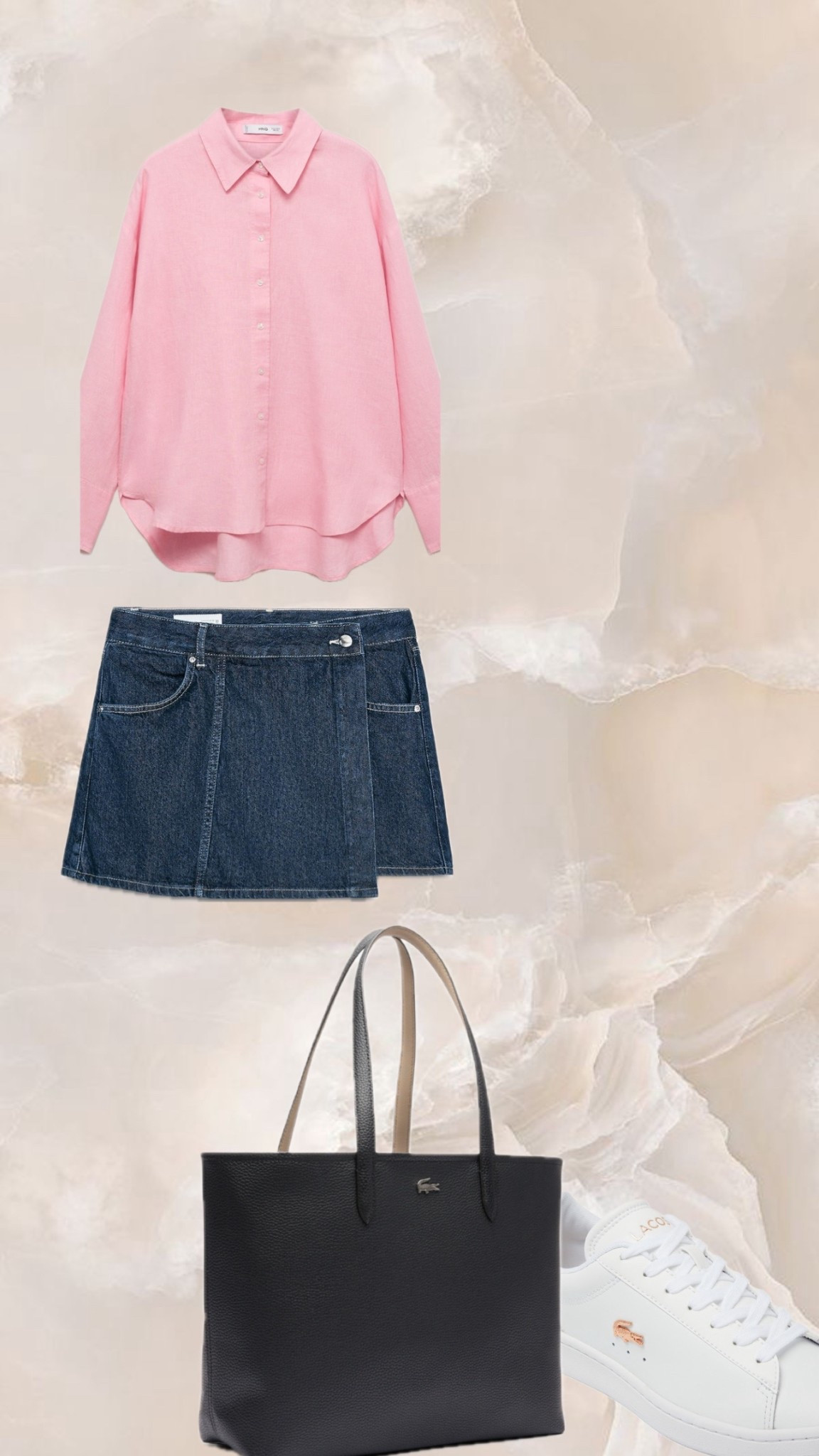 Clean girl basics but make it girly🩷

✨ Why the outfit is perfect

• Pink button-up: soft, feminine, and brightens your whole look.
• Denim mini: casual but structured — pairs perfectly with a loose blouse.
• White sneakers: clean, sporty, and keep the outfit youthful.
• Black tote: adds sophistication and makes the look more polished for school, errands, travel, or work.

#LTKCyberWeek #LTKgrwm #LTKootd