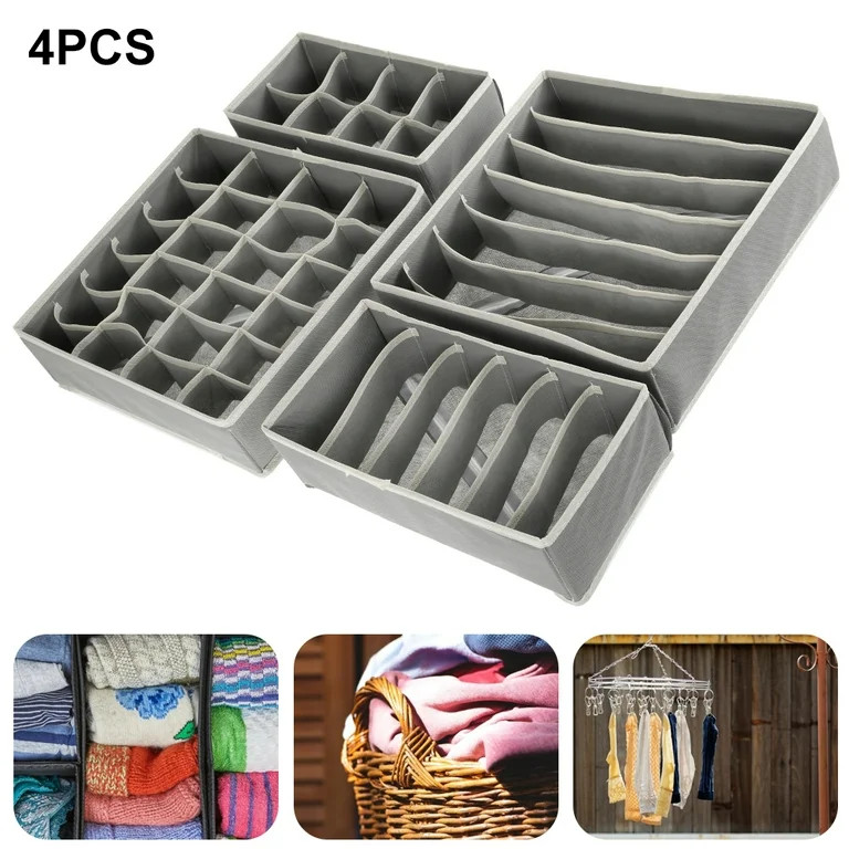 Willstar 4Pcs Underwear Storage Box Foldable Drawer Organizer Wardrobe Organizer Fabric Storage B... | Walmart (US)