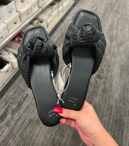 These sandals are cute!!! Love a good black pair because they can go with everything! And they’re super comfy! Plus they’re under $25!!!! #sandals #blackshoes #shoes #slides 

#LTKunder50 #LTKshoecrush #LTKstyletip