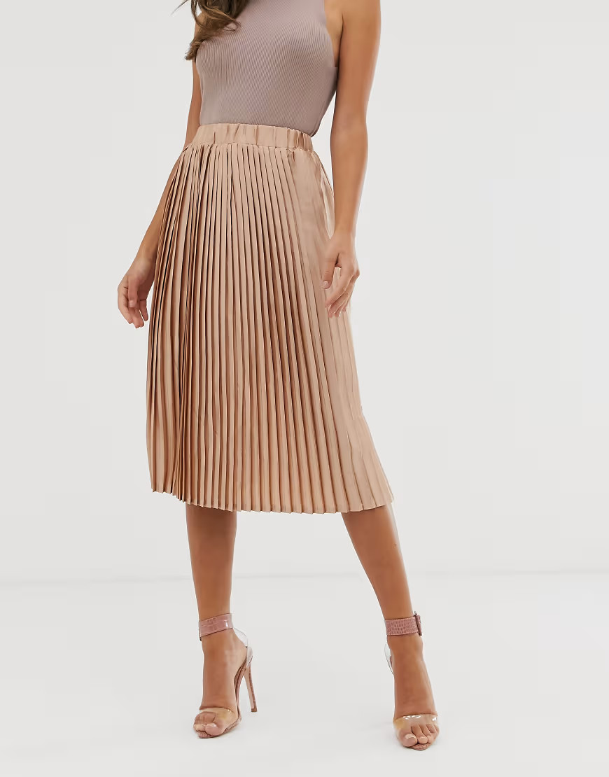 Girl In Mind pleated midi skirt-Pink | ASOS (Global)