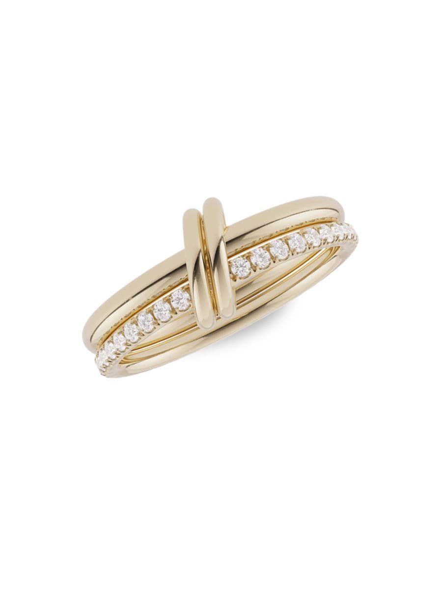 Ceres Deux 18K Yellow Gold & Diamond 2-Link Ring | Saks Fifth Avenue
