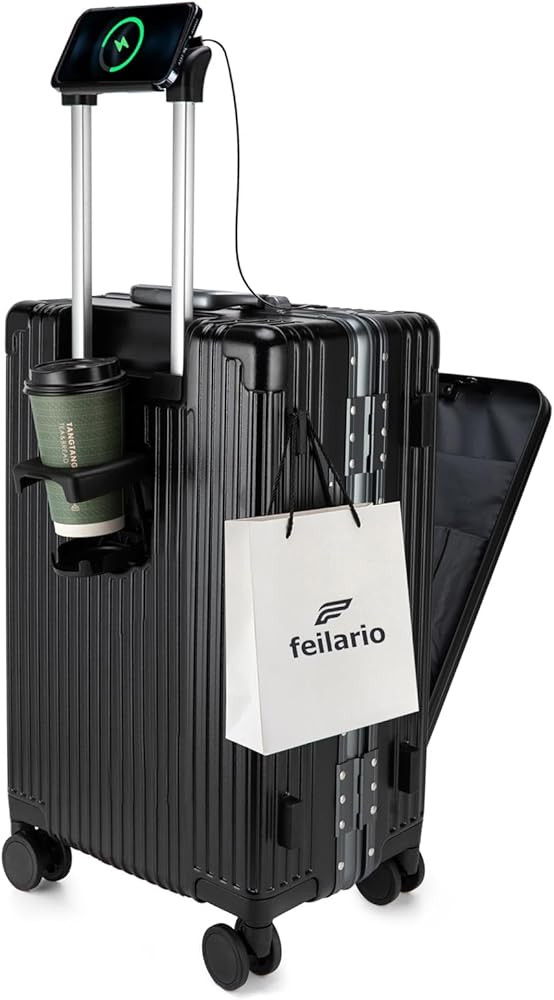 feilario 24in Aluminium Frame Zipperless PC Hard Shell Spinner Wheels Luggage, Built-In TSA lock ... | Amazon (US)