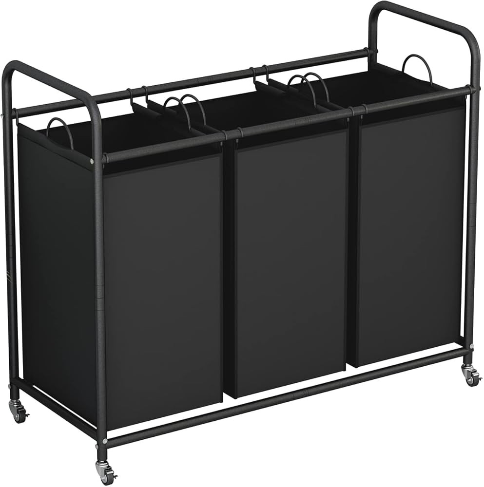 LINZINAR 3-Bag Laundry Sorter Laundry Hamper Cart with Heavy Duty Rolling Lockable Wheels and Rem... | Amazon (US)