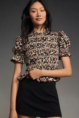 English Factory Puff-Sleeve Ruffled Top | Anthropologie (US)