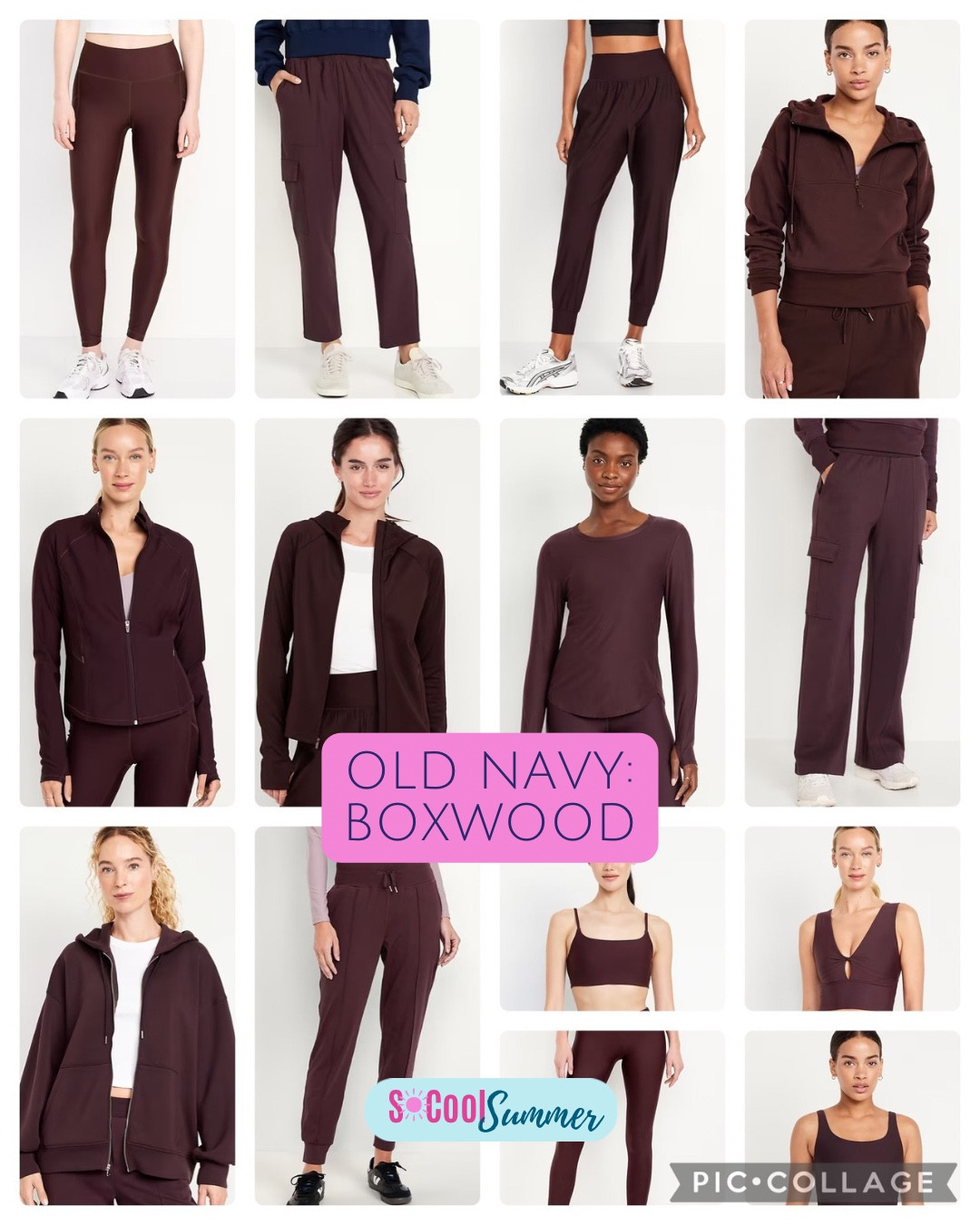 “Boxwood” at Old Navy.  A deep, rich burgundy-brown.  Not all summers will love this but I think it can work for darker summers and winters.

#LTKActive #LTKFitness #LTKSaleAlert
