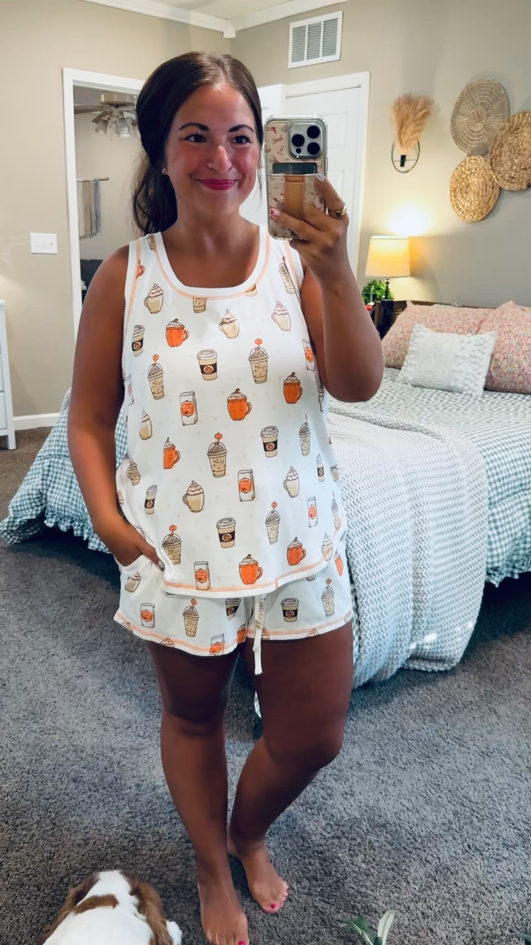Fall mornings call for cute coffee pajamas! ☕️🎃 This cozy Walmart set is only $16.98 and the pumpkin spice print could not be more perfect for the season! 🍂🤎 These always go fast!!


pajama set: fits true to size // wearing a large 

 