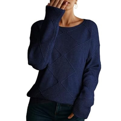 Dokotoo Women's Crew Neck Long Sleeve Sweaters 2025 Fall Winter Chunky Warm P… | Amazon (US)