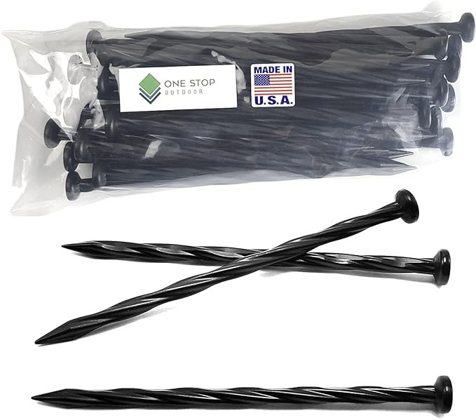 (150 Pack) USA Made - 8" Inch Plastic Edging Nails, Spiral Nylon Landscape Stake Nail/Anchoring S... | Amazon (US)