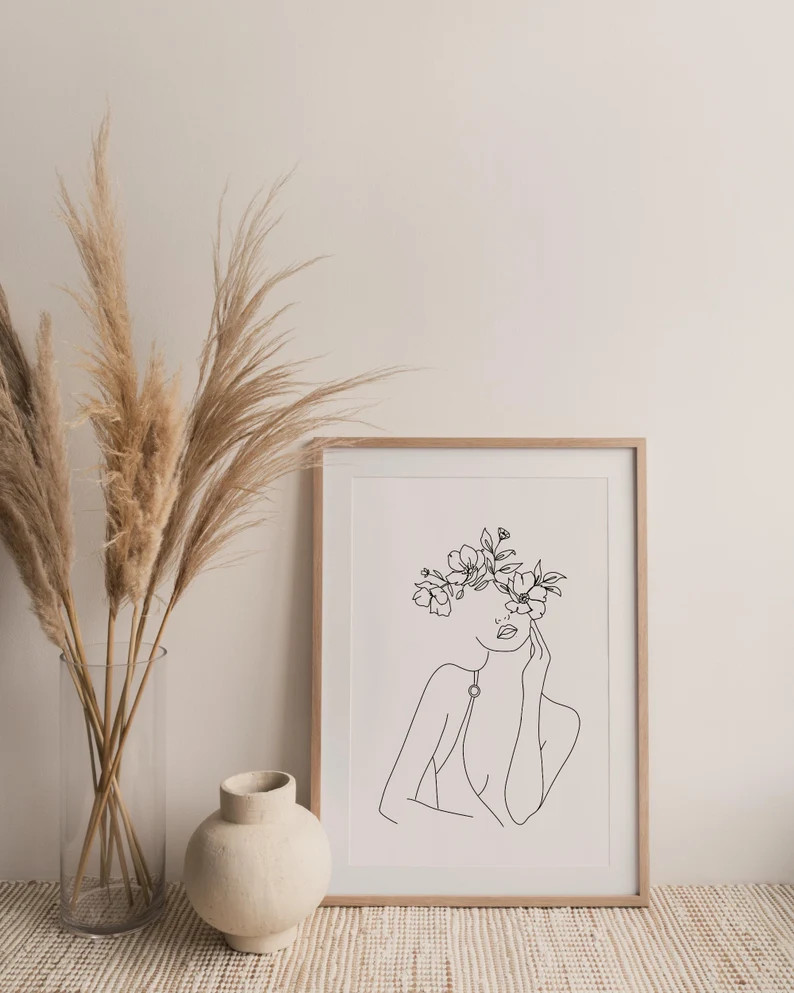 WOMAN  Head of FLOWERS  Woman Silhouette  Woman Line Art  - Etsy | Etsy (US)