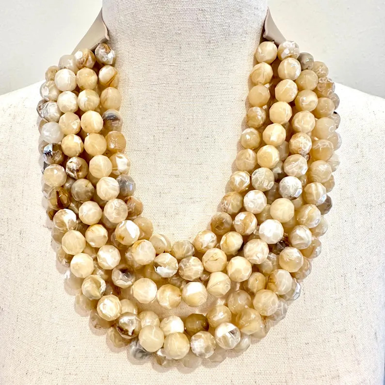 Color Lucite Bead Magnetic Statement Necklace, Layered Multi Beaded Chunky Strand Necklace, Mothe... | Etsy (Global)