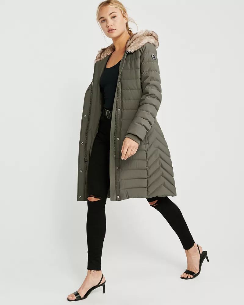 Long Down Stretch Puffer | Abercrombie & Fitch US & UK
