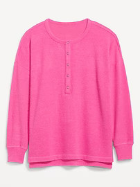 Long Sleeve Oversized Boyfriend Henley for Women | Old Navy (US)