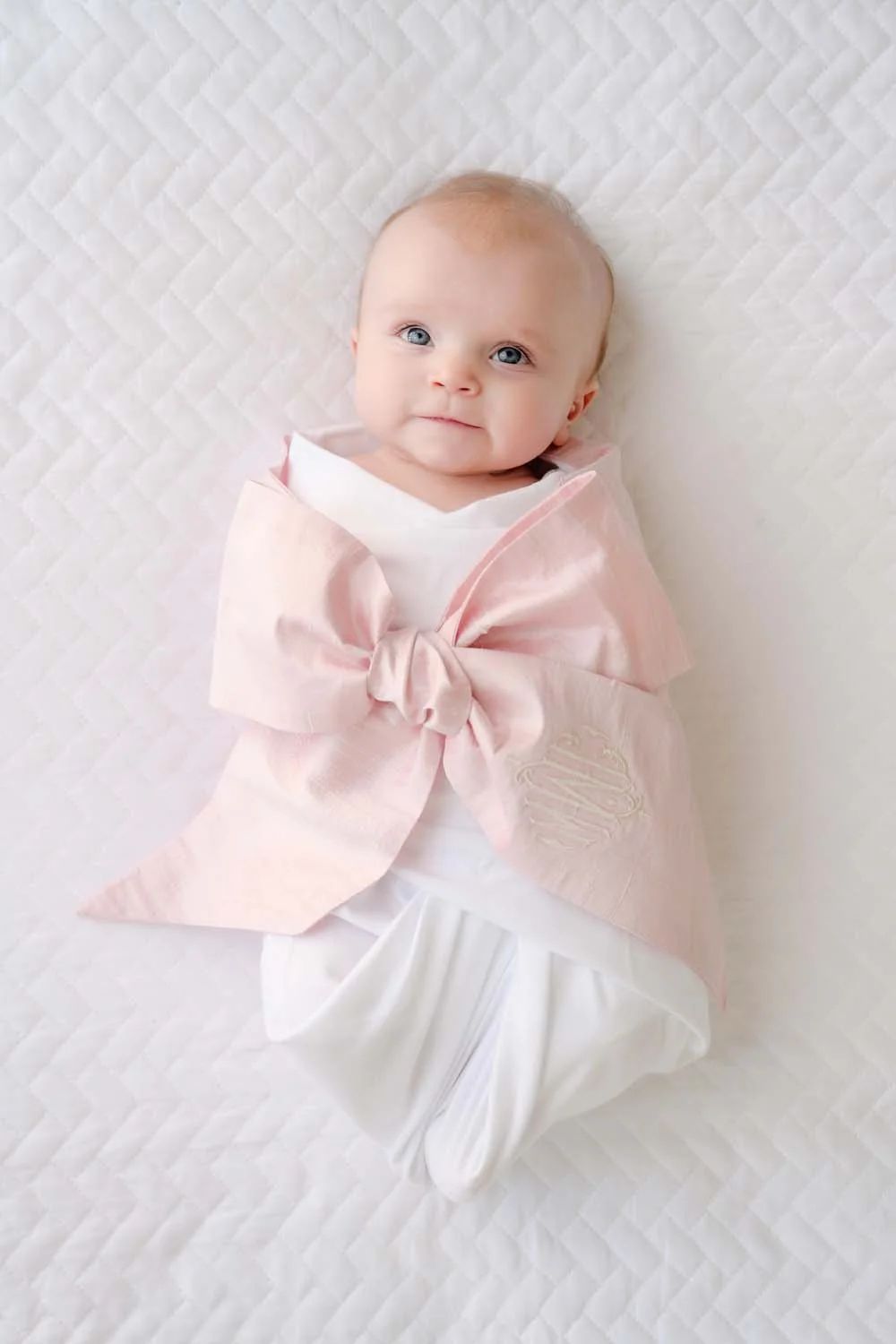 Bow Swaddle ® - Southern Blush Silk | The Beaufort Bonnet Company