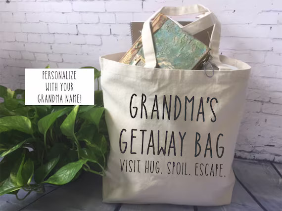 canvas tote bag/funny grandma gift/ mom gift/mother's day gift/ baby shower gift for grandma/gran... | Etsy (US)