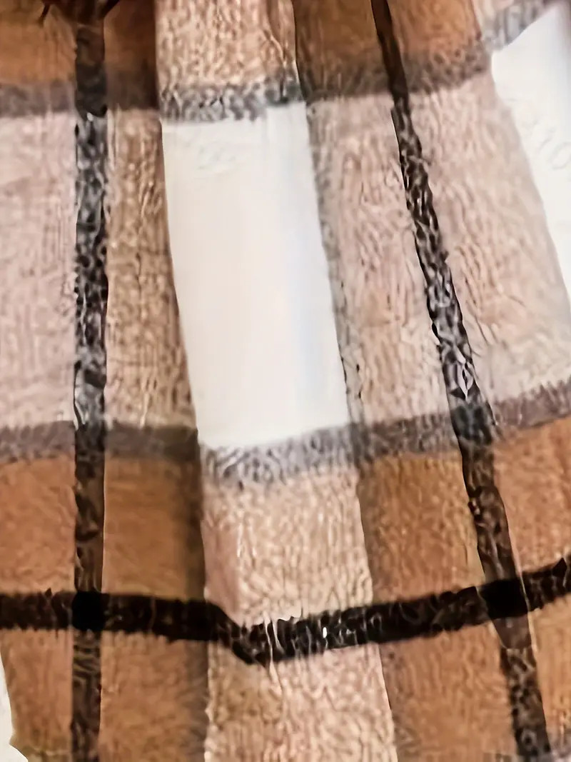 Plaid Print Pocket Button Front Jacket, Casual Collared Long Sleeve Outerwear, Women's Clothing | Temu Affiliate Program