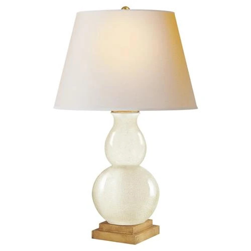 Visual Comfort Gourd Form Modern Tea Stain Linen Shade Table Lamp - Small | Kathy Kuo Home