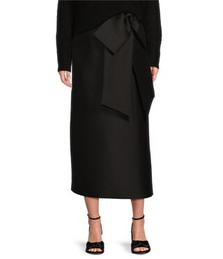 Maleah Mikado Bow Detail Midi A-Line Skirt | Dillard's