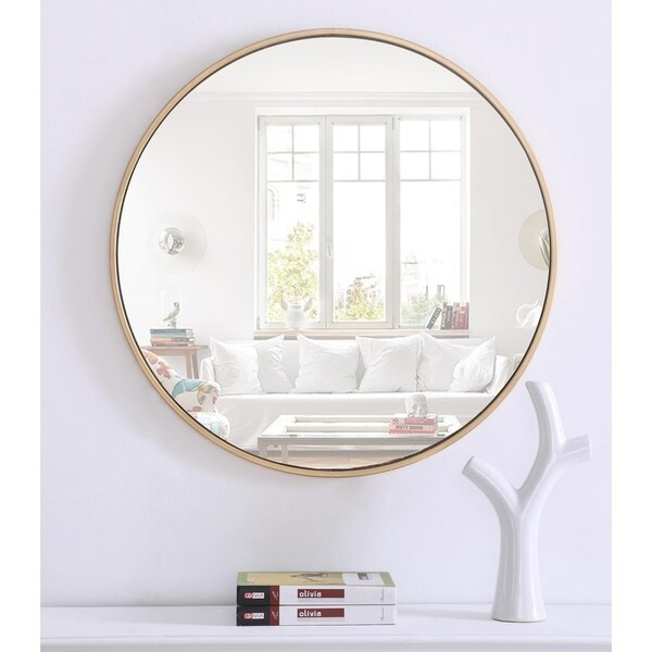 Carson Carrington Labbemala Metal Frame Round Mirror - 28" Diameter - Brass | Bed Bath & Beyond