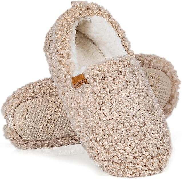 Women's Soft Curly Full Slippers - Memory Foam House Shoes Cozy Loafer with Polar Fleece Lining I... | Amazon (US)