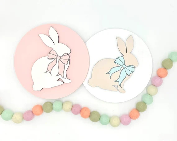 Bunny Sign | Easter Bunny Sign | Pink Bunny | Blue Bunny | Easter Wooden Sign | Easter Bookshelf ... | Etsy (US)