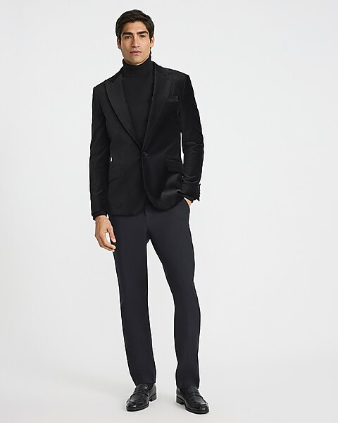 Slim Black Velvet Tuxedo Jacket | Express