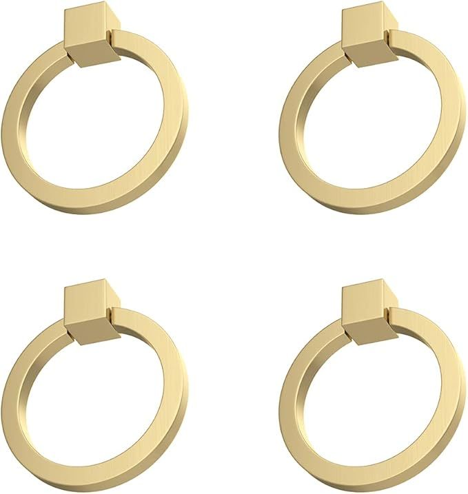 RZDEAL 4Pcs 2.0"x 1-7/9" Solid Brass Pulls for Dresser Drawer Ring Pulls Furniture Hardware Brush... | Amazon (US)