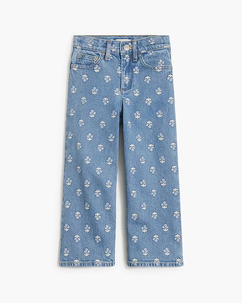 Girls' block-print wide-leg jean | J.Crew Factory
