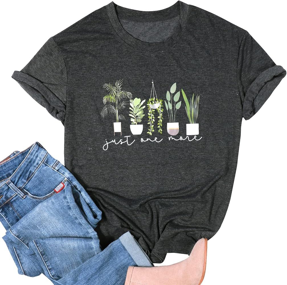 UNIQUEONE Just One More Plant Tshirt Gardening Shirts for Women Plants Lover Gifts Tee Casual Top | Amazon (US)
