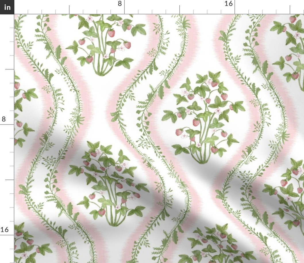 #2 Strawberry Stripe Pink and Green Pink Outer Stripe  Fabric bydanika_herrick | Spoonflower