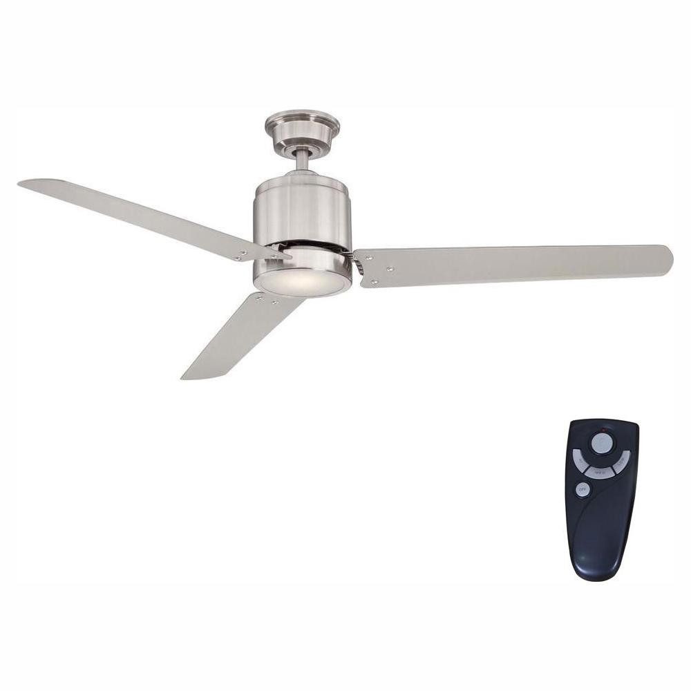 Home Decorators Collection Railey 60 in. LED Indoor Brushed Nickel Ceiling Fan with Light Kit and... | The Home Depot