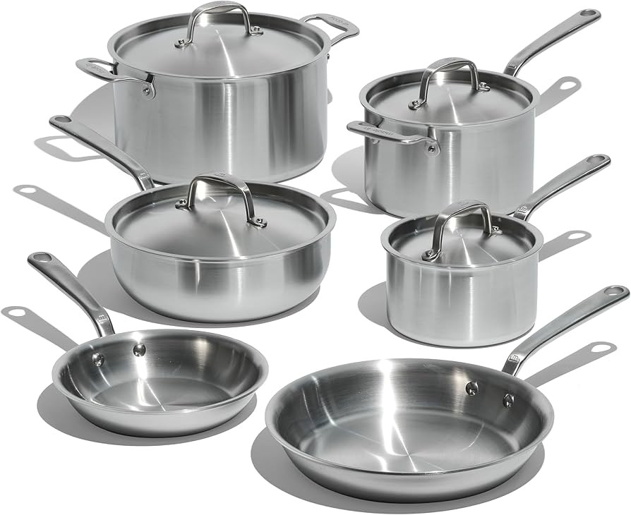 Made In Cookware - 10 Piece Stainless Steel Pot and Pan Set - 5 Ply Clad - Includes Stainless Ste... | Amazon (US)