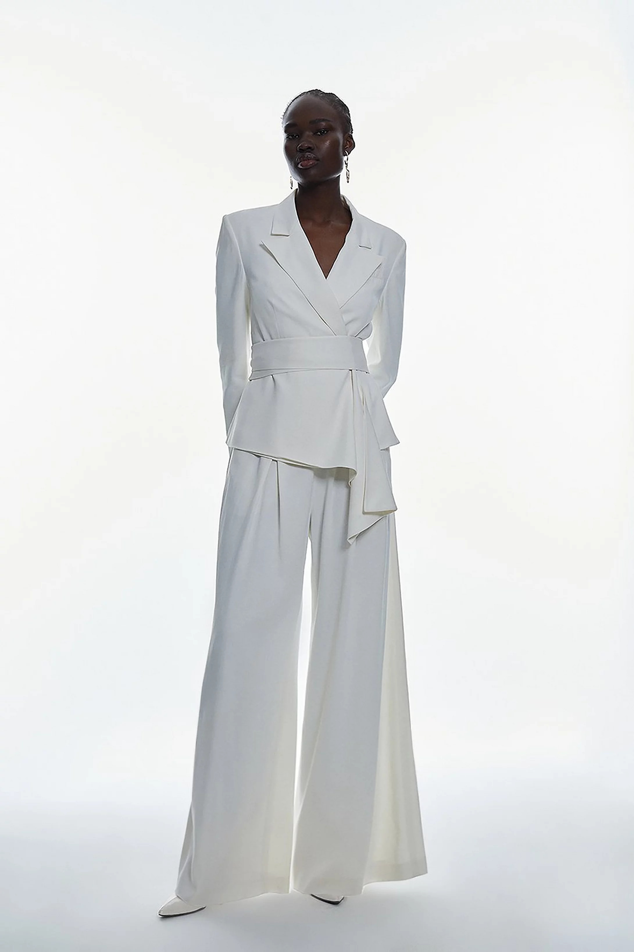 Pleat Detail Wide Leg Pants | Karen Millen US