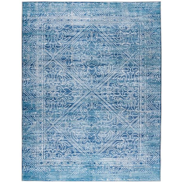 ReaLife Rugs Machine Washable Printed Cade Vintage Distressed Border Blue Eco-friendly Recycled F... | Walmart (US)