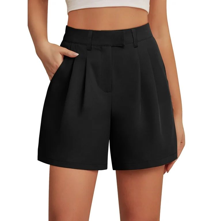 Airmenty Women's Summer Dressy Casual Elastic Waist Wide Leg Suit Tailored Shorts Comfy Elagant W... | Walmart (US)