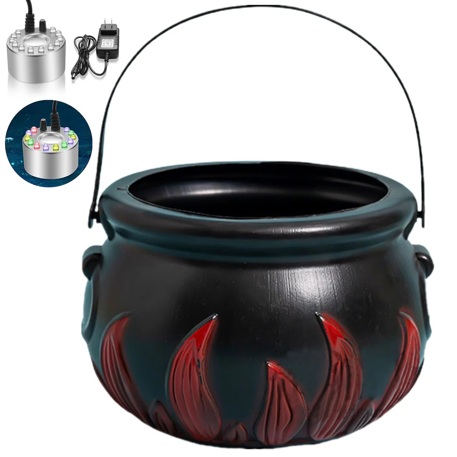 Halloween Cauldron Witch Pot Aluminum Mist Maker Fogger Candy Holder with RGB LED Lights | Walmart (US)