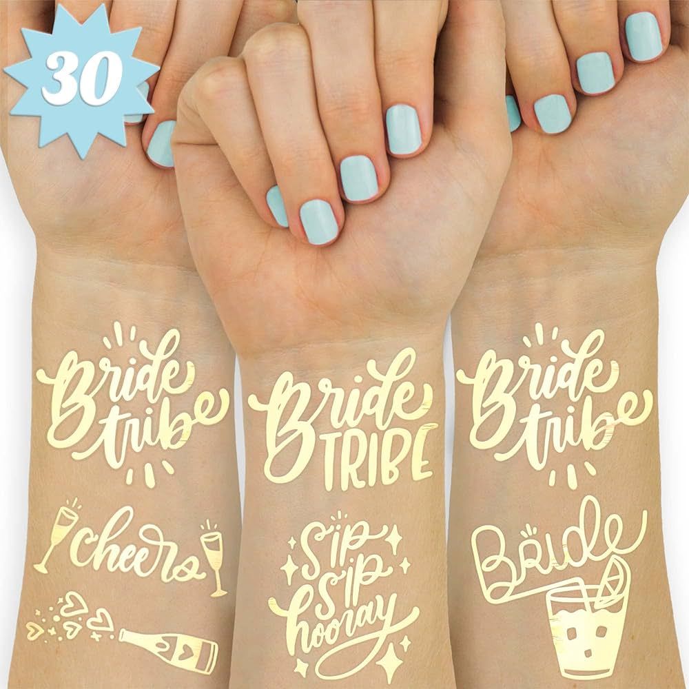 xo, Fetti 30 Bride Tribe Metallic Tattoos | Bachelorette Party Decorations, Bridesmaid Favor + Br... | Amazon (US)