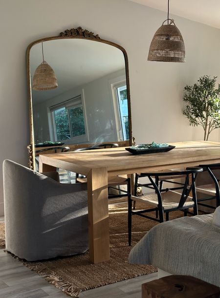 DINING ROOM / the main characters of this space are the Anthropologie mirror and white oak dining table / beachy coastal home decor & furniture

#LTKFind #LTKhome #LTKstyletip