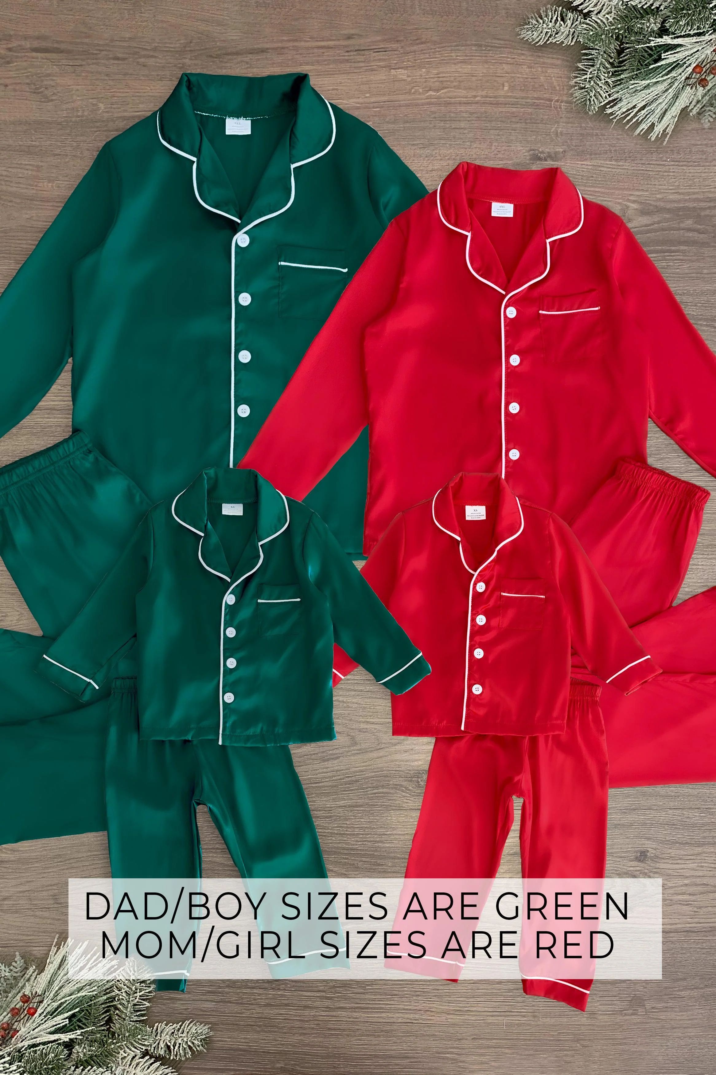 Red & Green Silk Family Pajamas | Sparkle In Pink