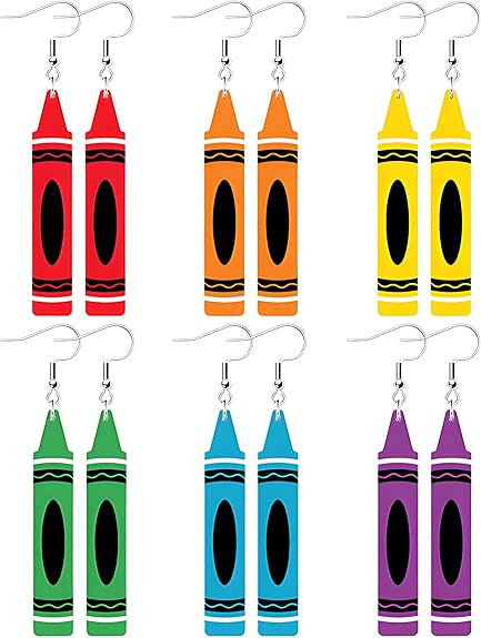 Dreuyet 6 Pairs Pencil Crayon Earrings Teachers Appreciation Gifts Earring for Women Funny Acryli... | Amazon (US)