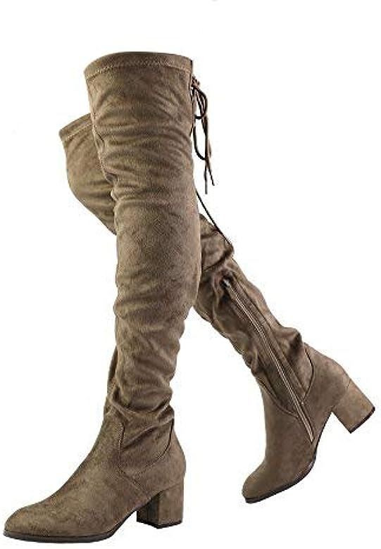 Women's Over The Knee Thigh High Low Block Heel Boots | Amazon (US)