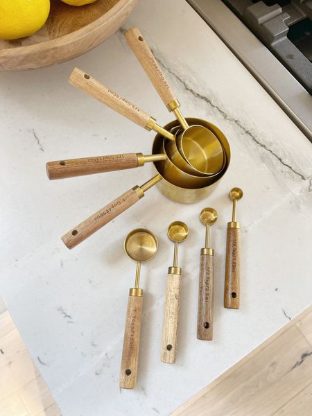 H O M E \ level up your measuring cups with these gold and wood beauties! Amazon kitchen find ✨✨

Home decor 
Cooking 

#LTKunder50 #LTKhome