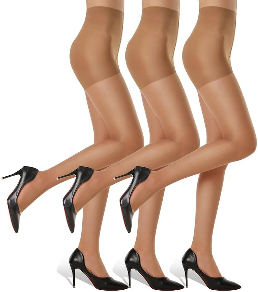 G&Y 3 Pairs Women's Sheer Tights - 20D Control Top Pantyhose with Reinforced Toes | Amazon (US)