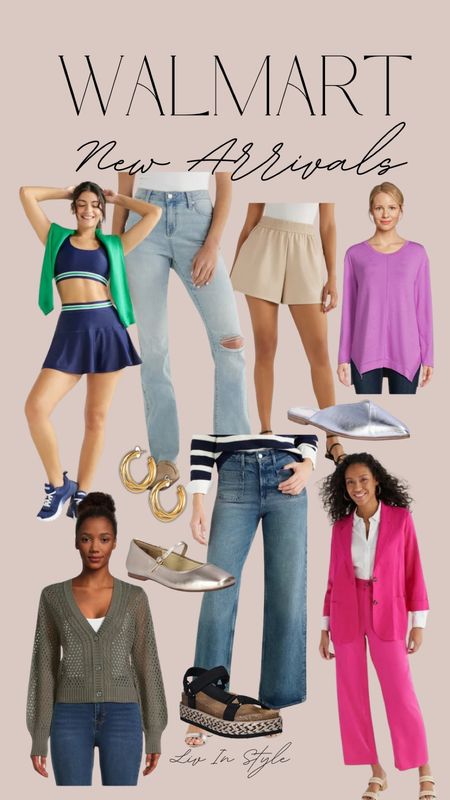 New arrivals from Walmart. Jeans, cardigan sweaters, spring outfits, athletic outfits, shoes, earrings, work outfits, faux leather shorts, sandals

#LTKstyletip #LTKworkwear #LTKfindsunder50