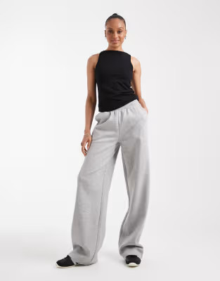 ASOS DESIGN Tall wide leg brushback sweatpants in heather gray | ASOS (Global)