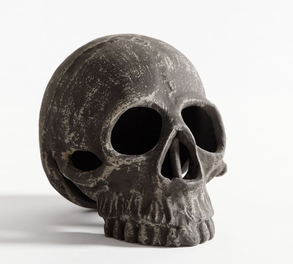 Black Handcrafted Metal Skull | Pottery Barn (US)