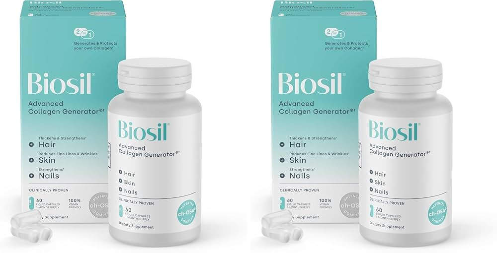 Biosil Collagen Booster Supplement - 60 Vegan Capsules - Patented ch-OSA Activator for Skin, Hair... | Amazon (US)