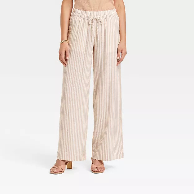 Women's High-Rise Wide Leg Linen Pull-On Pants - A New Day™ | Target