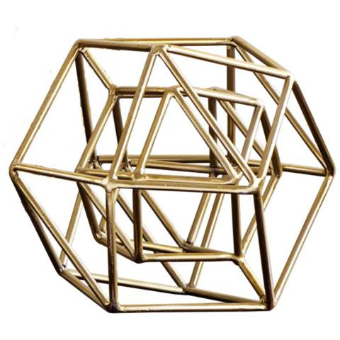 Geo 9 1/2" Wide Gold Iron Modern Sculpture - #9W908 | Lamps Plus | LampsPlus.com