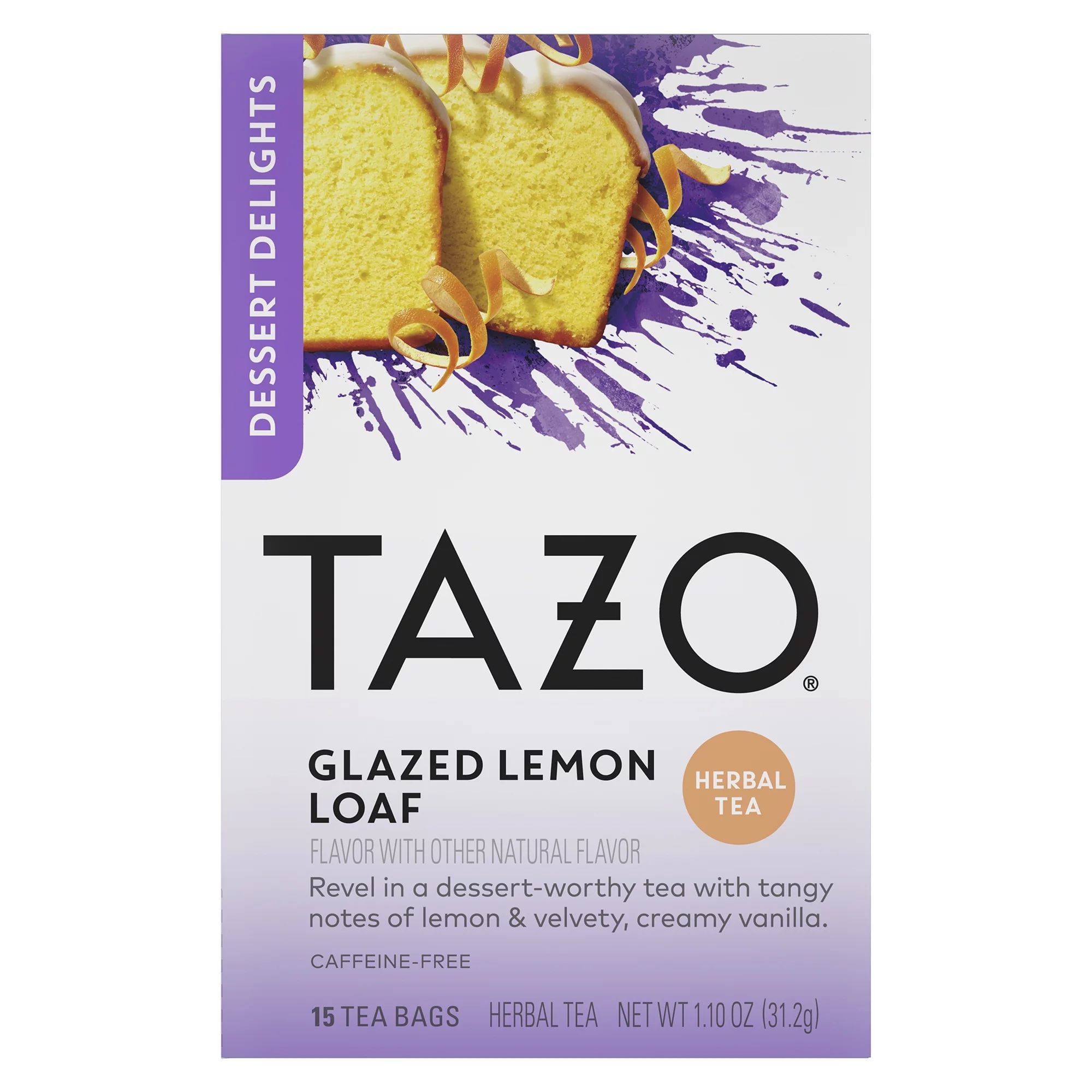 TAZO Dessert Delights Black Tea, Glazed Lemon Loaf, Caffeinated, Tea Bags 15 Count Box | Walmart (US)