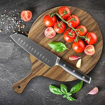 KITEISCAT Acacia Wood Round cutting board with handle 16” x 12”– Round Pizza Paddle & Cutti... | Amazon (US)